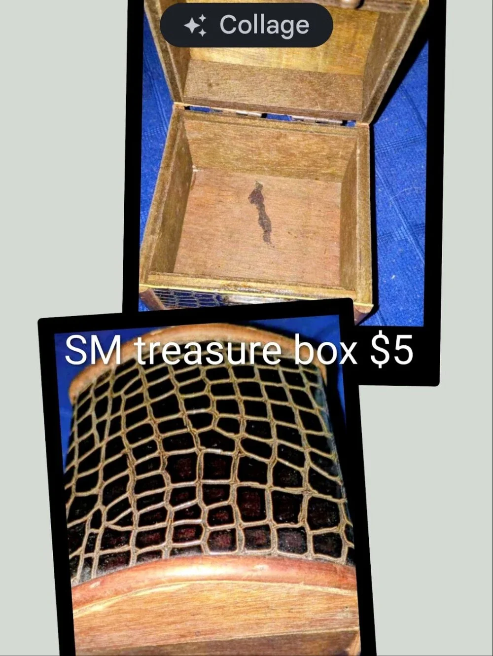 Wooden Treasure Keepsake Box with Woven Top